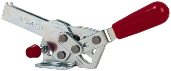 De-Sta-Co - 560 Lb Holding Capacity, Horizontal Handle, Manual Hold Down Toggle Clamp - 69° Handle Movement, 73° Bar Opening, U-Bar, Flanged Base, Electro-Plated Zinc, Carbon Steel - Eagle Tool & Supply