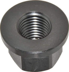 Gibraltar - M24x3.00, 49mm Flange Diam, 32mm High, 36mm Across Flats, Flange Nut - Grade 12L14 Steel, Black Oxide Finish, 7" Flange Height, TCMAI - Eagle Tool & Supply