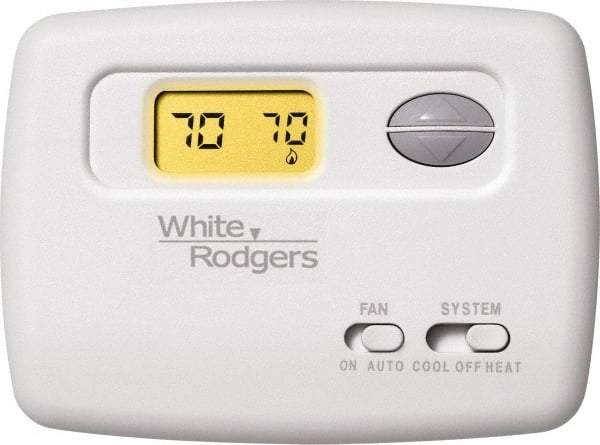 White-Rodgers - 45 to 90°F, 1 Heat, 1 Cool, Digital Nonprogrammable Thermostat - 20 to 30 Volts, Horizontal Mount, Manual Switch - Eagle Tool & Supply