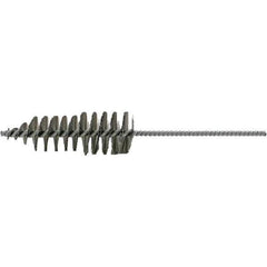 Brush Research Mfg. - 1-5/8" Diam Helical Stainless Steel Tube Brush - Single Spiral, 0.006" Filament Diam, 4-3/4" Brush Length, 10-1/2" OAL, 0.245" Diam Plastic Handle Shank - Eagle Tool & Supply