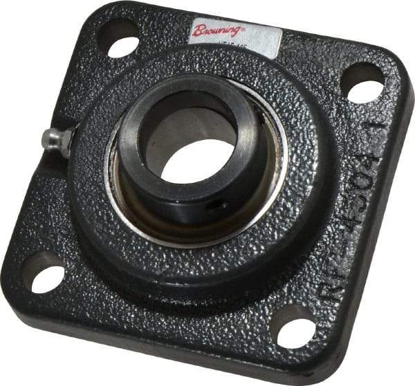 Browning - 1" ID, 3-3/4" OAL x 3-3/4" OAH 4-Bolt Flange - 1,651 Lb Static Cap, 2,801 Lb Dyn Cap, 2-3/4" Btw Mnt Hole Ctrs, Cast Iron - Eagle Tool & Supply