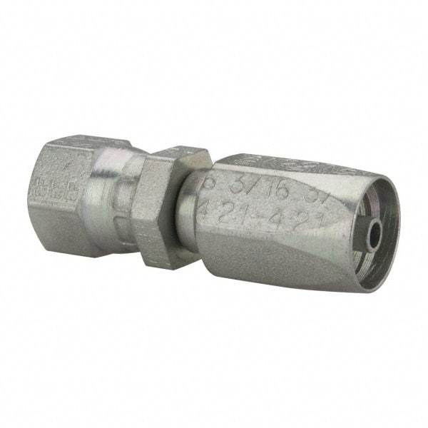 Parker - 7/16-20 SAE Steel Hydraulic Hose Female JIC 37° Swivel & Straight Fitting - 6,000 psi, -4 Hose Size - Eagle Tool & Supply