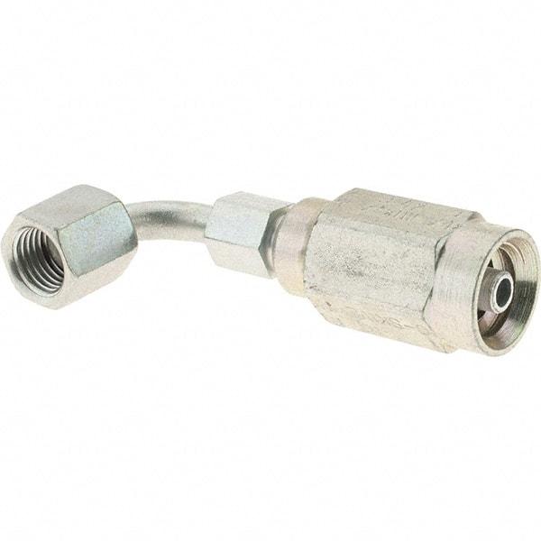 Parker - 7/16-20 Female JIC Steel Hydraulic Hose Female JIC Swivel & 90° Elbow & Short Drop - 6,000 psi, -4 Hose Size, 1/4" Hose Diam - Eagle Tool & Supply