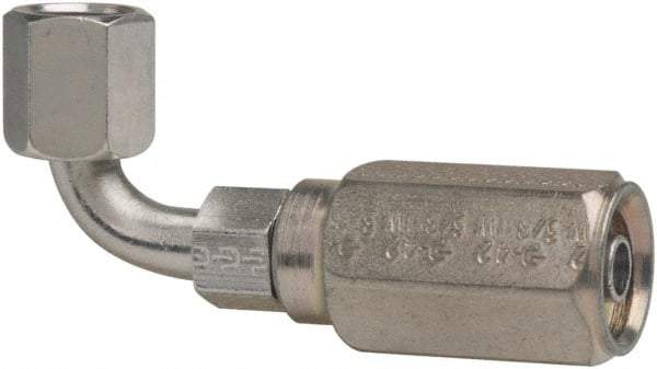 Parker - 9/16-18 Female JIC Steel Hydraulic Hose Female JIC Swivel & 90° Elbow & Short Drop - 5,000 psi, -6 Hose Size, 3/8" Hose Diam - Eagle Tool & Supply