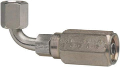 Parker - 9/16-18 Female JIC Steel Hydraulic Hose Female JIC Swivel & 90° Elbow & Short Drop - 5,000 psi, -6 Hose Size, 3/8" Hose Diam - Eagle Tool & Supply