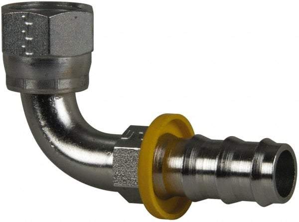 Parker - 7/8-14 Female JIC Steel Hydraulic Hose Female JIC Swivel & 90° Elbow & Short Drop - -10 Hose Size, 5/8" Hose Diam, Series 82 - Eagle Tool & Supply