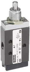 Parker - 0.20 CV Rate, 1/8" NPT Inlet Direct Air 2 Mechanical Spool Valve - 3 Way, 2 Position, 150 Max psi, Plunger Spring Return - Eagle Tool & Supply