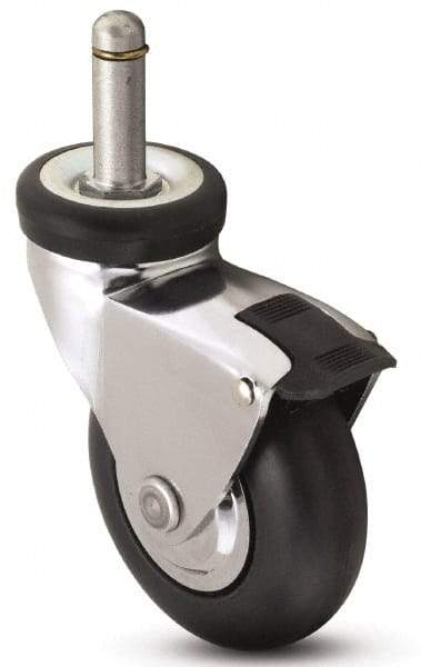 Shepherd - 3" Diam x 15/16" Wide x 3-7/8" OAH Stem Mount Swivel Caster with Brake - Neoprene, 110 Lb Capacity, Precision Ball Bearing, 3/8 x 1" Friction Stem - Eagle Tool & Supply
