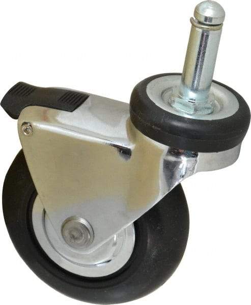 Shepherd - 3" Diam x 15/16" Wide x 3-7/8" OAH Stem Mount Swivel Caster with Brake - Neoprene, 110 Lb Capacity, Precision Ball Bearing, 7/16 x 1-7/16" Friction Stem - Eagle Tool & Supply