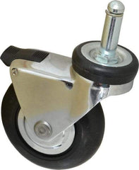 Shepherd - 3" Diam x 15/16" Wide x 3-7/8" OAH Stem Mount Swivel Caster with Brake - Neoprene, 110 Lb Capacity, Precision Ball Bearing, 7/16 x 1-7/16" Friction Stem - Eagle Tool & Supply