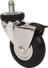 Shepherd - 3" Diam x 15/16" Wide x 3-7/8" OAH Stem Mount Swivel Caster with Brake - Neoprene, 110 Lb Capacity, Precision Ball Bearing, 7/16 x 7/8" Friction Stem - Eagle Tool & Supply
