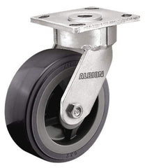 Albion - 8" Diam x 2" Wide x 9-1/2" OAH Top Plate Mount Swivel Caster - Soft Rubber, 650 Lb Capacity, Precision Sealed Bearing, 4 x 4-1/2" Plate - Eagle Tool & Supply