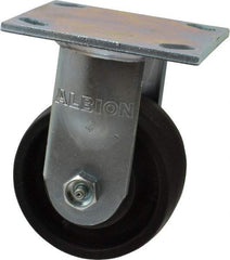 Albion - 4" Diam x 2" Wide x 5-5/8" OAH Top Plate Mount Rigid Caster - Glass Filled Nylon, 800 Lb Capacity, Roller Bearing, 4 x 4-1/2" Plate - Eagle Tool & Supply