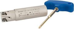 Iscar - 1" Cut Diam, 0.394" Max Depth of Cut, 1" Shank Diam, 4" OAL, Indexable Square Shoulder End Mill - T290 LN.T 1004 Inserts, Weldon Shank, 90° Lead Angle, Through Coolant, Series SumoMill - Eagle Tool & Supply