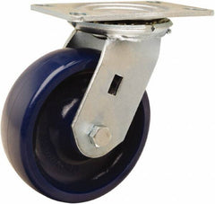 Hamilton - 6" Diam x 2" Wide x 7-1/2" OAH Top Plate Mount Swivel Caster - Polyurethane, 1,100 Lb Capacity, Sealed Precision Ball Bearing, 4-1/2 x 6-1/4" Plate - Eagle Tool & Supply