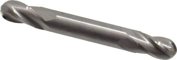 Hertel - 5/16" Diam, 1/2" LOC, 4 Flute Solid Carbide Ball End Mill - Uncoated, Double End, 2-1/2" OAL, 5/16" Shank Diam, Spiral Flute - Eagle Tool & Supply