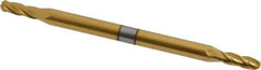 Hertel - 3/32" Diam, 9/32" LOC, 4 Flute Solid Carbide Ball End Mill - TiN Finish, Double End, 2" OAL, 1/8" Shank Diam - Eagle Tool & Supply