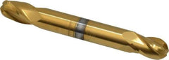 Hertel - 5/16" Diam, 1/2" LOC, 4 Flute Solid Carbide Ball End Mill - TiN Finish, Double End, 2-1/2" OAL, 5/16" Shank Diam - Eagle Tool & Supply