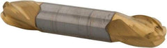 Hertel - 1/2" Diam, 5/8" LOC, 4 Flute Solid Carbide Ball End Mill - TiN Finish, Double End, 3" OAL, 1/2" Shank Diam - Eagle Tool & Supply