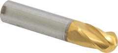 Hertel - 3/8" Diam, 5/8" LOC, 4 Flute Solid Carbide Ball End Mill - TiN Finish, Single End, 2" OAL, 3/8" Shank Diam - Eagle Tool & Supply