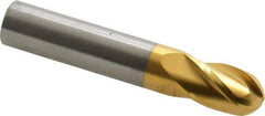 Hertel - 7/16" Diam, 5/8" LOC, 4 Flute Solid Carbide Ball End Mill - TiN Finish, Single End, 2-1/2" OAL, 7/16" Shank Diam - Eagle Tool & Supply