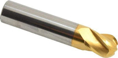 Hertel - 1/2" Diam, 5/8" LOC, 4 Flute Solid Carbide Ball End Mill - TiN Finish, Single End, 2-1/2" OAL, 1/2" Shank Diam - Eagle Tool & Supply