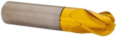Hertel - 5/8" Diam, 3/4" LOC, 4 Flute Solid Carbide Ball End Mill - TiN Finish, Single End, 3" OAL, 5/8" Shank Diam - Eagle Tool & Supply