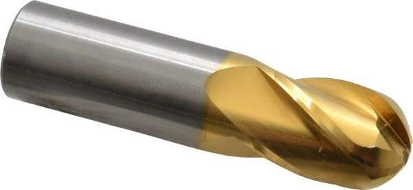 Hertel - 3/4" Diam, 1" LOC, 4 Flute Solid Carbide Ball End Mill - TiN Finish, Single End, 3" OAL, 3/4" Shank Diam - Eagle Tool & Supply