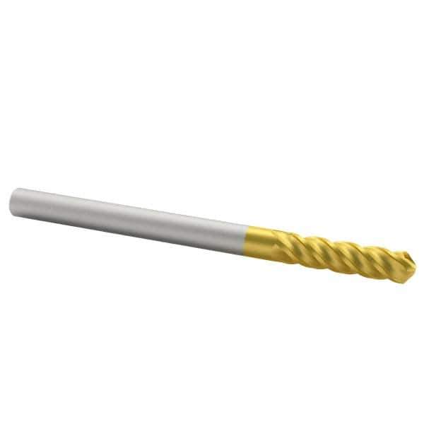 Hertel - 1/4" Diam, 1-1/2" LOC, 4 Flute Solid Carbide Ball End Mill - TiN Finish, Single End, 4" OAL, 1/4" Shank Diam - Eagle Tool & Supply