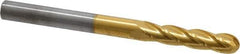 Hertel - 1/4" Diam, 1-1/8" LOC, 4 Flute Solid Carbide Ball End Mill - TiN Finish, Single End, 3" OAL, 1/4" Shank Diam - Eagle Tool & Supply