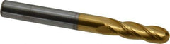 Hertel - 5/16" Diam, 1-1/8" LOC, 4 Flute Solid Carbide Ball End Mill - TiN Finish, Single End, 3" OAL, 5/16" Shank Diam - Eagle Tool & Supply