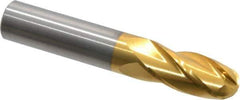 Hertel - 1/2" Diam, 1" LOC, 4 Flute Solid Carbide Ball End Mill - TiN Finish, Single End, 3" OAL, 1/2" Shank Diam - Eagle Tool & Supply