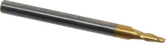 Hertel - 5/64", 3/16" LOC, 1/8" Shank Diam, 1-1/2" OAL, 2 Flute, Solid Carbide Square End Mill - Single End, TiN Finish, Spiral Flute, 30° Helix, Centercutting, Right Hand Cut - Eagle Tool & Supply