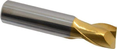 Hertel - 1/2", 5/8" LOC, 1/2" Shank Diam, 2-1/2" OAL, 2 Flute, Solid Carbide Square End Mill - Single End, TiN Finish, Spiral Flute, 30° Helix, Centercutting, Right Hand Cut - Eagle Tool & Supply