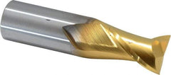 Hertel - 3/4", 1" LOC, 3/4" Shank Diam, 3" OAL, 2 Flute, Solid Carbide Square End Mill - Single End, TiN Finish, Spiral Flute, 30° Helix, Centercutting, Right Hand Cut - Eagle Tool & Supply