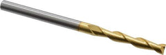 Hertel - 1/4", 1-1/2" LOC, 1/4" Shank Diam, 4" OAL, 2 Flute, Solid Carbide Square End Mill - Single End, TiN Finish, Spiral Flute, 30° Helix, Centercutting, Right Hand Cut - Eagle Tool & Supply