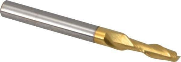Hertel - 5/32", 9/16" LOC, 3/16" Shank Diam, 2" OAL, 2 Flute, Solid Carbide Square End Mill - Single End, TiN Finish, Spiral Flute, 30° Helix, Centercutting, Right Hand Cut - Eagle Tool & Supply