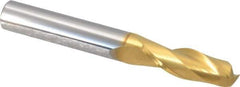 Hertel - 3/8", 1-1/8" LOC, 3/8" Shank Diam, 3" OAL, 2 Flute, Solid Carbide Square End Mill - Single End, TiN Finish, Spiral Flute, 30° Helix, Centercutting, Right Hand Cut - Eagle Tool & Supply