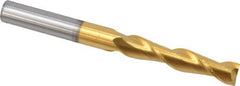 Hertel - 3/8", 1-3/4" LOC, 3/8" Shank Diam, 4" OAL, 2 Flute, Solid Carbide Square End Mill - Single End, TiN Finish, Spiral Flute, 30° Helix, Centercutting, Right Hand Cut - Eagle Tool & Supply