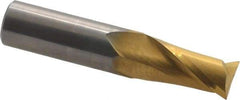 Hertel - 1/2", 1" LOC, 1/2" Shank Diam, 2-1/2" OAL, 2 Flute, Solid Carbide Square End Mill - Single End, TiN Finish, Spiral Flute, 30° Helix, Centercutting, Right Hand Cut - Eagle Tool & Supply