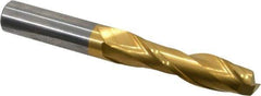 Hertel - 1/2", 2" LOC, 1/2" Shank Diam, 4" OAL, 2 Flute, Solid Carbide Square End Mill - Single End, TiN Finish, Spiral Flute, 30° Helix, Centercutting, Right Hand Cut - Eagle Tool & Supply