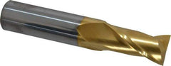 Hertel - 3/4", 1-1/2" LOC, 3/4" Shank Diam, 4" OAL, 2 Flute, Solid Carbide Square End Mill - Single End, TiN Finish, Spiral Flute, 30° Helix, Centercutting, Right Hand Cut - Eagle Tool & Supply