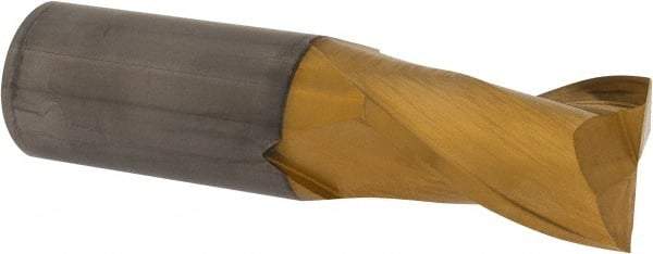 Hertel - 1", 1-1/2" LOC, 1" Shank Diam, 4" OAL, 2 Flute, Solid Carbide Square End Mill - Single End, TiN Finish, Spiral Flute, 30° Helix, Centercutting, Right Hand Cut - Eagle Tool & Supply