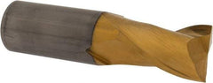 Hertel - 1", 1-1/2" LOC, 1" Shank Diam, 4" OAL, 2 Flute, Solid Carbide Square End Mill - Single End, TiN Finish, Spiral Flute, 30° Helix, Centercutting, Right Hand Cut - Eagle Tool & Supply