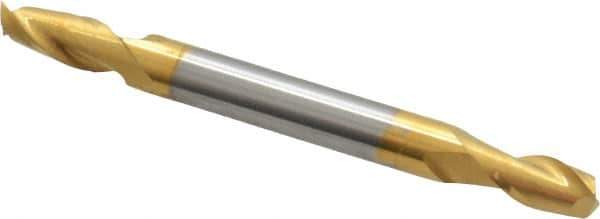 Hertel - 11/64", 5/16" LOC, 3/16" Shank Diam, 2" OAL, 2 Flute, Solid Carbide Square End Mill - Double End, TiN Finish, 30° Helix, Centercutting - Eagle Tool & Supply