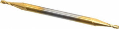 Hertel - 1/16", 3/16" LOC, 1/8" Shank Diam, 2" OAL, 2 Flute, Solid Carbide Square End Mill - Double End, TiN Finish, 30° Helix, Centercutting - Eagle Tool & Supply