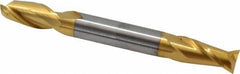 Hertel - 3/8", 3/4" LOC, 3/8" Shank Diam, 3-1/2" OAL, 2 Flute, Solid Carbide Square End Mill - Double End, TiN Finish, 30° Helix, Centercutting - Eagle Tool & Supply
