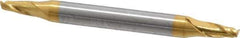 Hertel - 1/8", 1/4" LOC, 1/8" Shank Diam, 1-1/2" OAL, 2 Flute, Solid Carbide Square End Mill - Double End, TiN Finish, 30° Helix, Centercutting - Eagle Tool & Supply