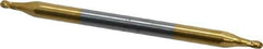 Hertel - 1/16", 3/16" LOC, 1/8" Shank Diam, 2" OAL, 4 Flute, Solid Carbide Square End Mill - Double End, TiN Finish, 30° Helix, Centercutting, Right Hand Cut - Eagle Tool & Supply