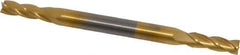 Hertel - 5/32", 7/16" LOC, 3/8" Shank Diam, 3-1/4" OAL, 4 Flute, Solid Carbide Square End Mill - Double End, TiN Finish, 30° Helix, Centercutting, Right Hand Cut - Eagle Tool & Supply